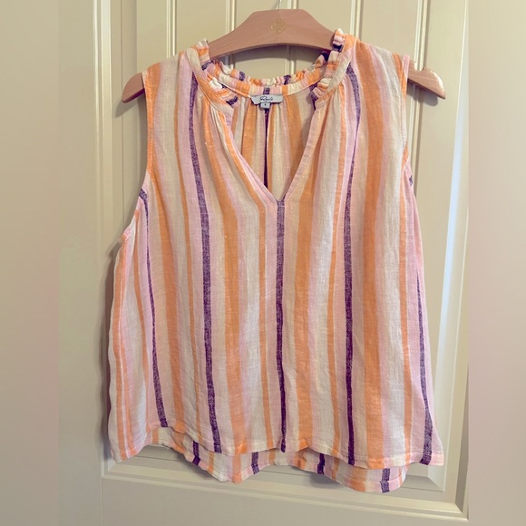 NEW! RAILS Christy Top in Linen Papaya Stripe size Small - Picture 6 of 9